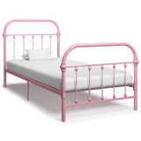 284510 Bed Frame without Mattress Pink Metal 90x200 cm