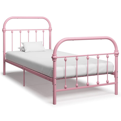 284510 Bed Frame without Mattress Pink Metal 90x200 cm