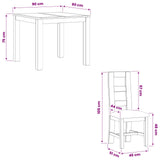 Dining Set 3 pcs Beige Solid Oak Wood 3430324