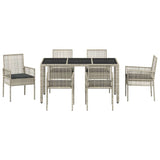 Garden Dining Set 7 pcs Light grey Poly rattan 3334898