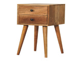Solid Wood Mini Oak-ish Bedside, 2 Drawers, Brown B2743P402998