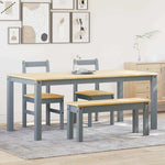 ZNTS 4 Piece Dining Set Panama Grey Solid Wood Pine 3345186