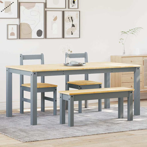 ZNTS 4 Piece Dining Set Panama Grey Solid Wood Pine 3345186