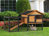 Rabbit Hutch Guinea Pig Hutch Wood-metal Elevated Guinea Pig House Pet Bunny Cage for Outdoor 122 x T3398P350056