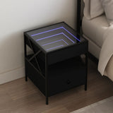 Bedside Table with Infinity LED Black 40x40x51 cm 3284101