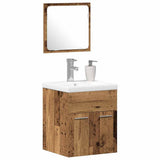 Bathroom Furniture Set with Door 3 pcs Old Wood Engineered Wood 3332536