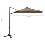 ZNTS Cantilever Garden Parasol with Pole and LED Lights Taupe 300 cm 312339