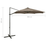 ZNTS Cantilever Garden Parasol with Pole and LED Lights Taupe 300 cm 312339