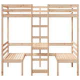 Loft Bed Frame with Desk and Chairs 90x190cm Solid Wood Pine 3308559