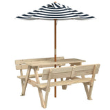 Picnic Table for 4 Kids with Umbrella Solid Wood Fir 3281618