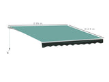 3x2.5 m Sun Shade Canopy Garden Patio Manual Retractable Awning Canopy-Dark Green T3398P310345