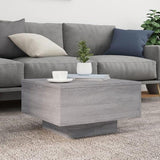 Coffee Table with LED Lights Grey Sonoma 55x55x31 cm 836579