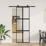 Sliding Door with Hardware Set 76x205 cm Tempered Glass&Aluminium 3332971