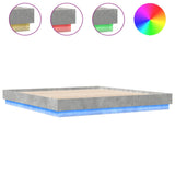 Bed Frame with LED without Mattress Concrete Grey 200x200 cm 3209768