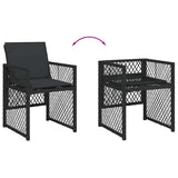15 Piece Garden Dining Set with Cushions Black Poly Rattan 3210811