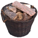 3 Piece Stackable Firewood Basket Set Dark Brown Willow 286986