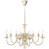 Antique White Metal Chandelier 8 x E14 Bulbs 241383
