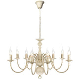 241383 Antique White Metal Chandelier 8 x E14 Bulbs