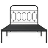 ZNTS Metal Bed Frame without Mattress with Headboard Black 100x200cm 377112