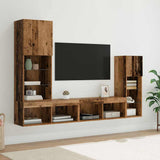 TV Wall Units Wall-mounted 4 pcs Old Wood Engineered Wood 3402944