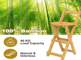 Wooden Folding Bar Stool Bamboo Kitchen Counter Height Stools with Backrest NEW 12124408