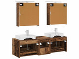 Bathroom Furniture Set 5 pcs Old Wood Engineered Wood and Glass 3406797