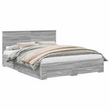 Bed Frame with Drawer Grey Sonoma 160 x 200 cm Engineered Wood 3410875