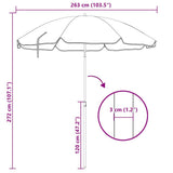 Garden Parasol 263 x 263 x 272 cm 170T Polyester Blue and White 4010669