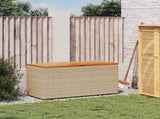 Garden Storage Box Beige 110x50x54 cm Poly Rattan Acacia Wood 365957