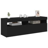 TV Cabinet with LED Lights Black 120x35x40 cm 804374