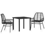 Garden Dining Set 3 pcs Black Poly Rattan 3380841