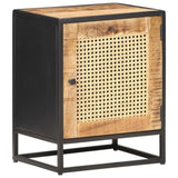 Bedside Cabinet 40x30x50 cm Rough Mango Wood and Natural Cane 323140