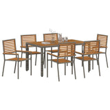 Garden Dining Set 7 pcs Grey and Brown Poly Rattan 3365441