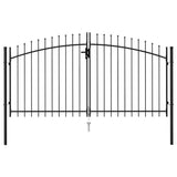 Fence Gate Double Door with Spike Top Steel 3x1.5 m Black 146028