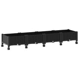 Garden Planter with Wheels Black 160 x 40 x 29 cm PP 3423129