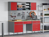 Work Cabinet with Drawer 8 pcs Red Engineered Wood and Steel 3321467