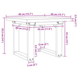 ZNTS Coffee Table O-Frame 40x40x35.5 cm Solid Wood Pine and Steel 3282724