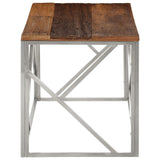 Coffee Table Silver Stainless Steel and Solid Sleeper Wood 349941