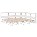 ZNTS Bookcase Bed without Mattress White 200x200cm Solid Wood Pine 3324488