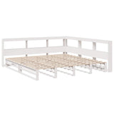 ZNTS Bookcase Bed without Mattress White 200x200cm Solid Wood Pine 3324488