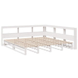 Bookcase Bed without Mattress White 200x200cm Solid Wood Pine 3324488