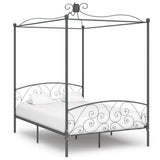 284482 Canopy Bed Frame without Mattress Grey Metal 120x200 cm