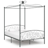 284483 Canopy Bed Frame without Mattress Grey Metal 140x200 cm
