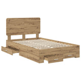 Bed Frame with Drawer Artisan Oak 120 x 200 cm Engineered Wood 3412809