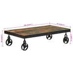 Coffee Table with Wheels Solid Reclaimed Wood 100x55x26 cm 371684