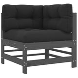 Corner Sofa with Cushions Grey Solid Wood Pine 825655