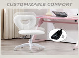 Armless Heart Computer Desk Chair, Teddy Fleece Swivel Office Chair, Makeup Vanity Chair with Height T3398P344662
