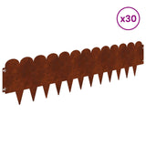 Lawn Edging 30 pcs 103 x 25 cm Steel Rusty 8008713