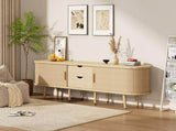 TV Stand with 2 Drawer 2 Sliding Doors 2-Tier Storage Shelf,Oval TV Cabinet Storage Sideboard with N605P339343E