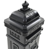 43888 Pillar Letterbox Aluminium Vintage Style Rustproof Black